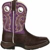 Durango LIL' Big Kid Western Boot, DARK BROWN/PURPLE, M, Size 6.5 BT386